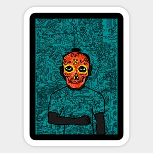 v: A Striking MaleMask NFT with Mexican Eyes, Dark Skin, and Artistic Flair Sticker